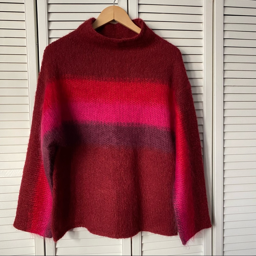 Rag and Bone Holland Funnel Neck Sweater in Burgundy gradation sz M ♥️